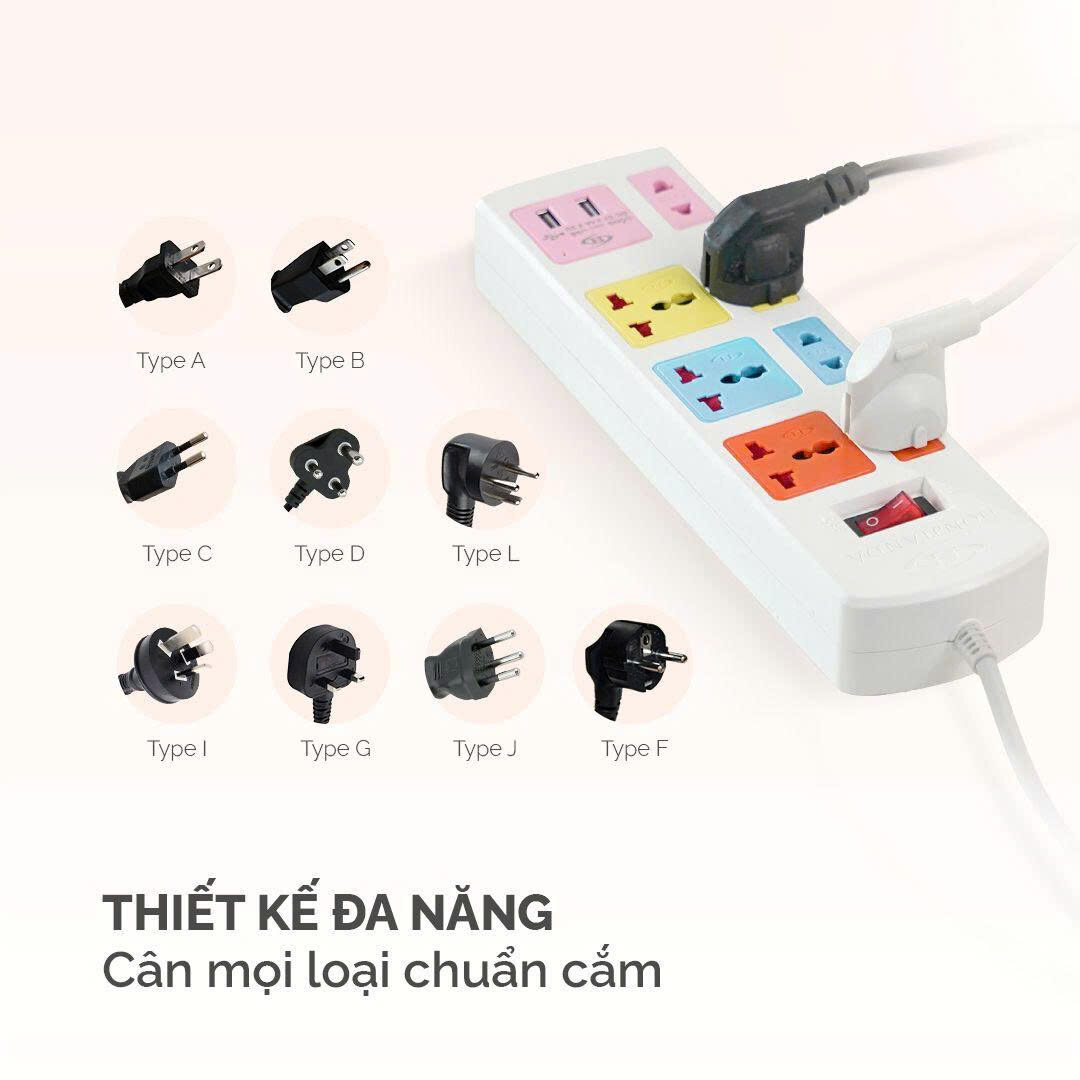 Ổ ĐIỆN ĐA NĂNG HJD 0436 1500W DÀI 3M 2 Ổ ĐIỆN ĐA NĂNG HJD 0436 1500W DÀI 3M - Ảnh 2