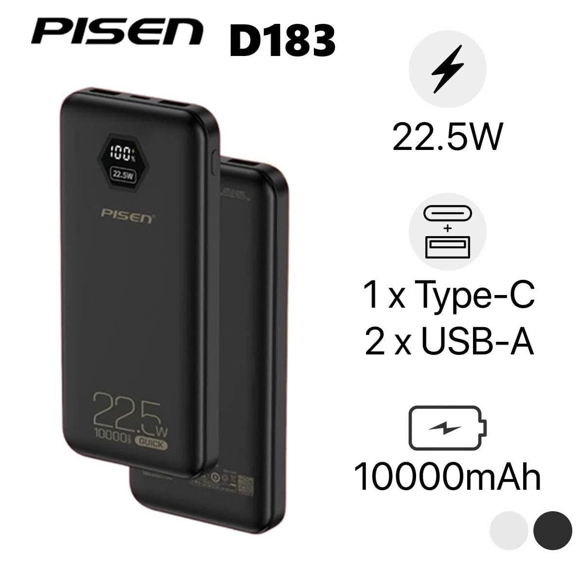 SẠC DỰ PHÒNG PISEN 10.000MAH D183 (22.5W)