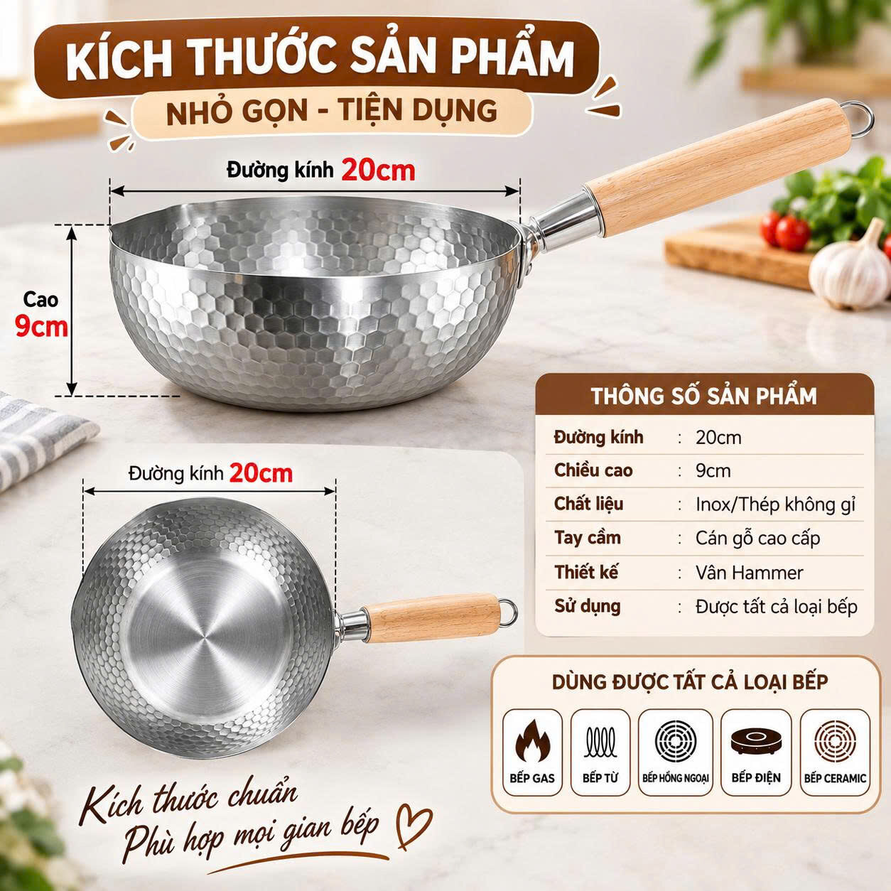 CHẢO HAMMER 20CM CÁN GỖ 4 CHẢO HAMMER 20CM CÁN GỖ - Ảnh 4