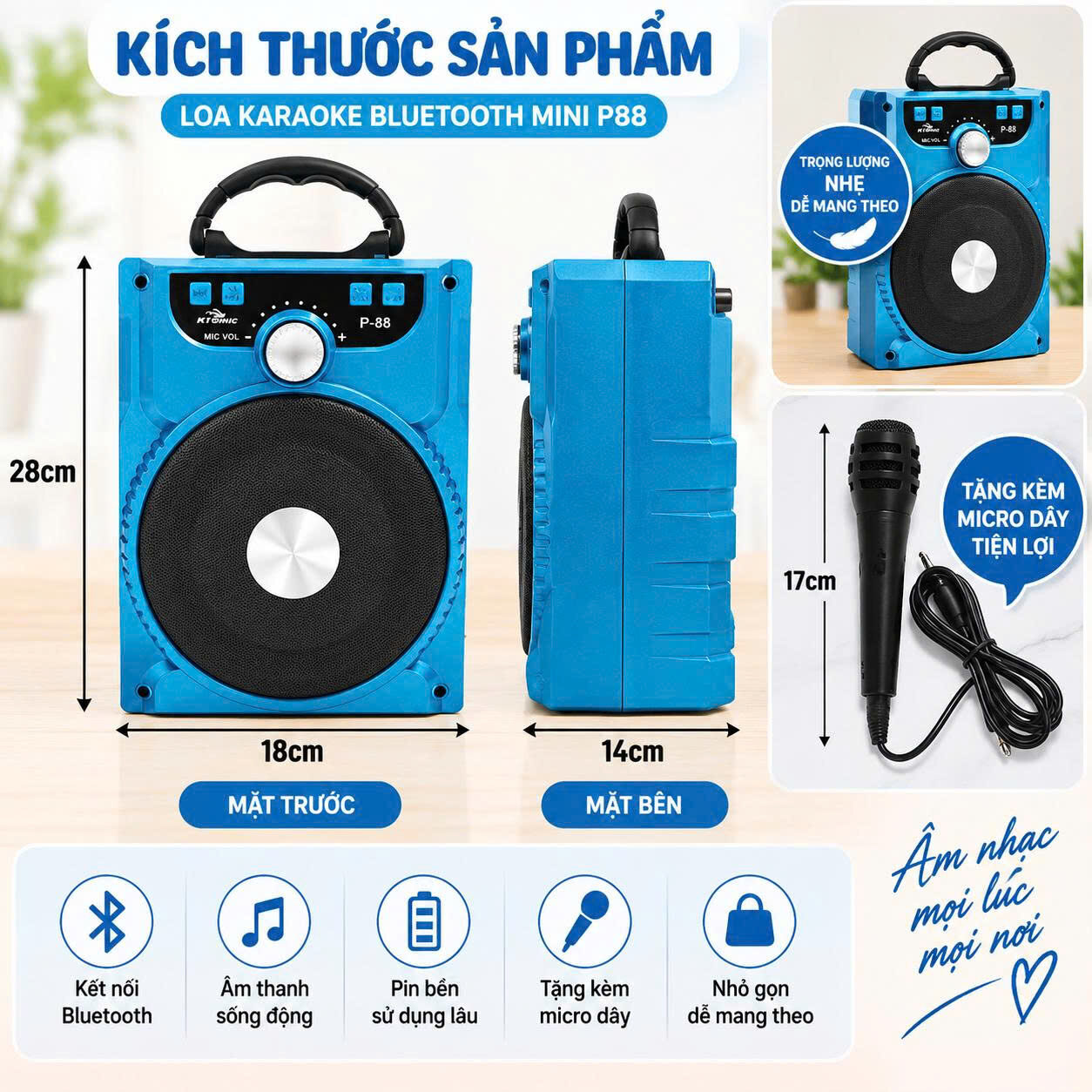 LOA BLUETOOTH P88 CÓ MICRO HÁT KARAOKE 2 LOA BLUETOOTH P88 CÓ MICRO HÁT KARAOKE - Ảnh 2