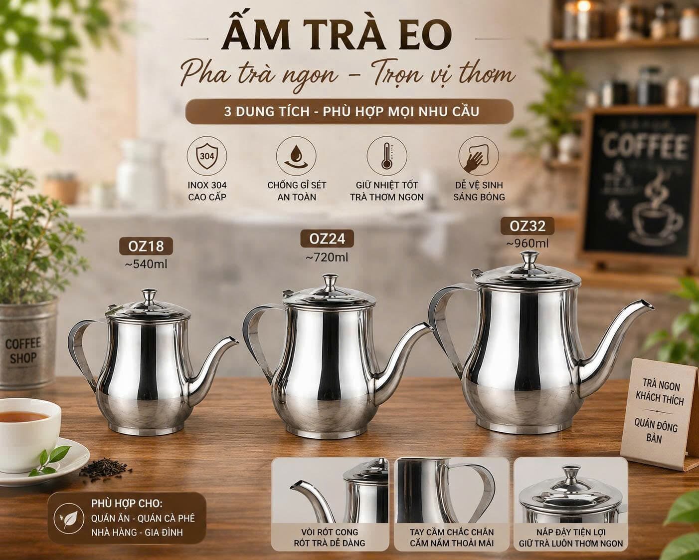 ẤM PHA TRÀ INOX CÓ VÒI 500ML - 900ML 1 ẤM PHA TRÀ INOX CÓ VÒI 500ML - 900ML