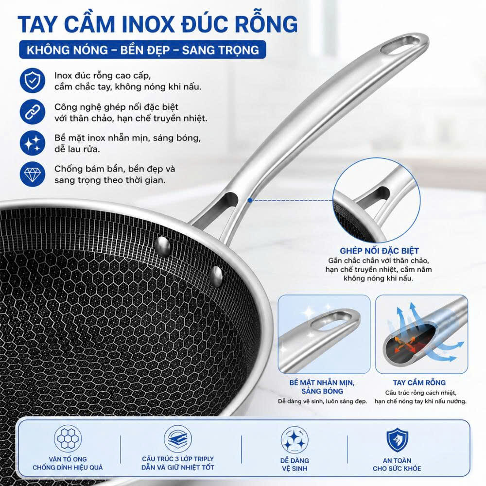 CHẢO TÔ ONG SÂU LÒNG 32CM CÁN DÀI 4 CHẢO TÔ ONG SÂU LÒNG 32CM CÁN DÀI - Ảnh 4