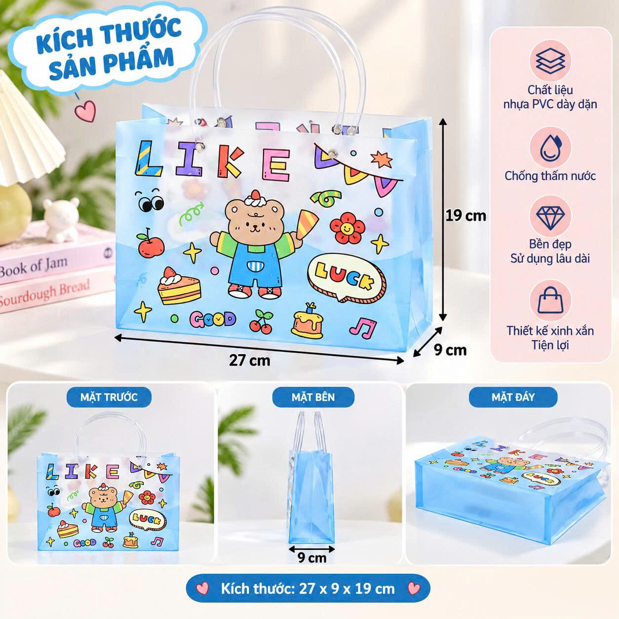 TÚI NHỰA PVC HOẠT HÌNH CÓ QUAI TRONG 2 TÚI NHỰA PVC HOẠT HÌNH CÓ QUAI TRONG - Ảnh 2