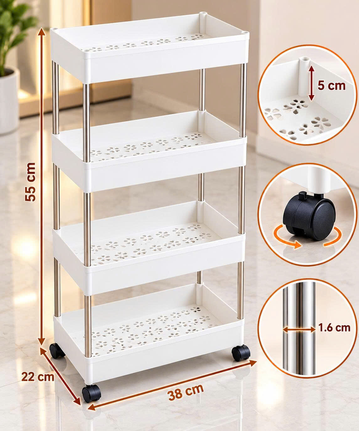 KỆ NHỰA ĐA NĂNG 4 TẦNG CÓ BÁNH XE 2 KỆ NHỰA ĐA NĂNG 4 TẦNG CÓ BÁNH XE - Ảnh 2