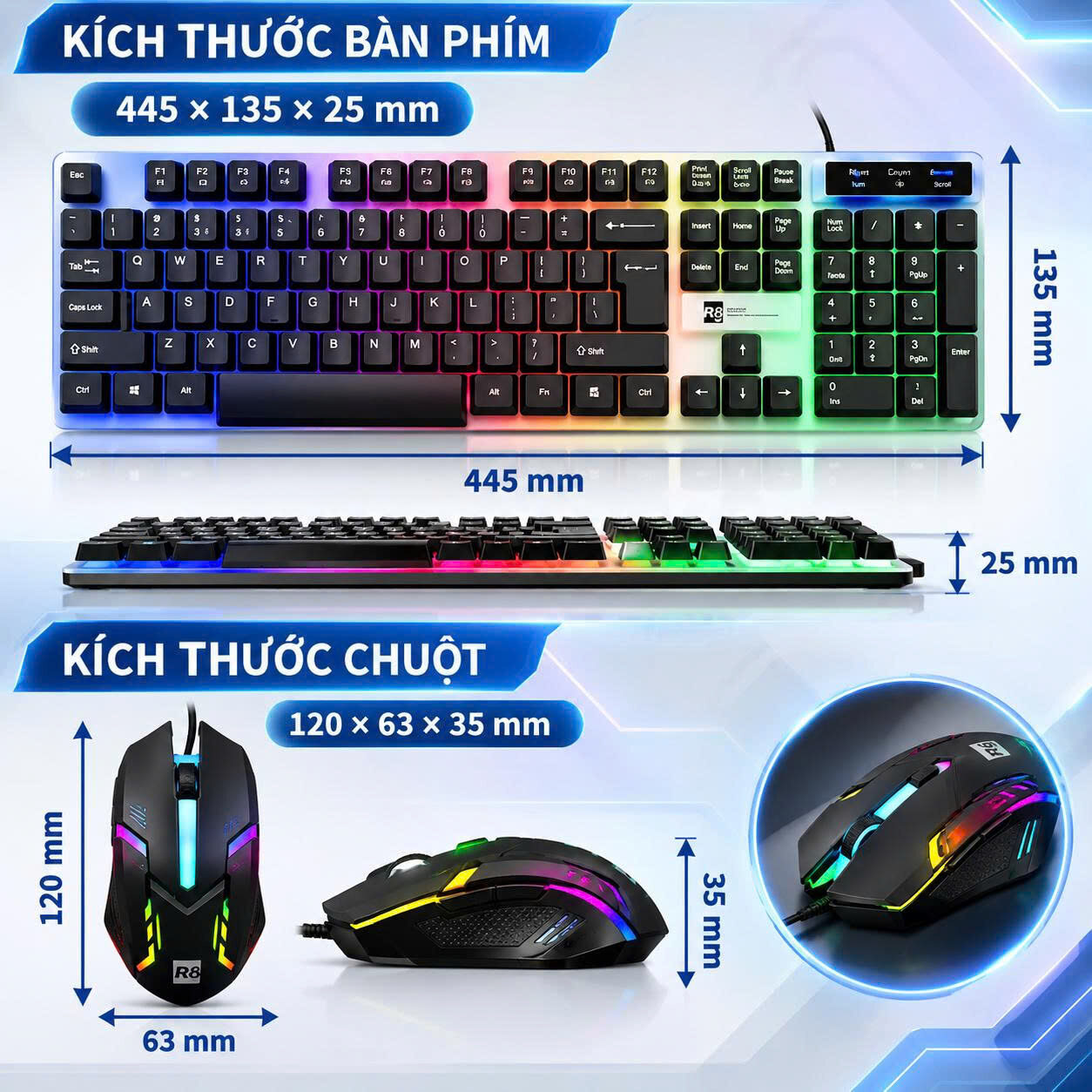 COMBO PHÍM CHUỘT CHUYÊN GAME CÓ DÂY R8 1909 3 COMBO PHÍM CHUỘT CHUYÊN GAME CÓ DÂY R8 1909 - Ảnh 3