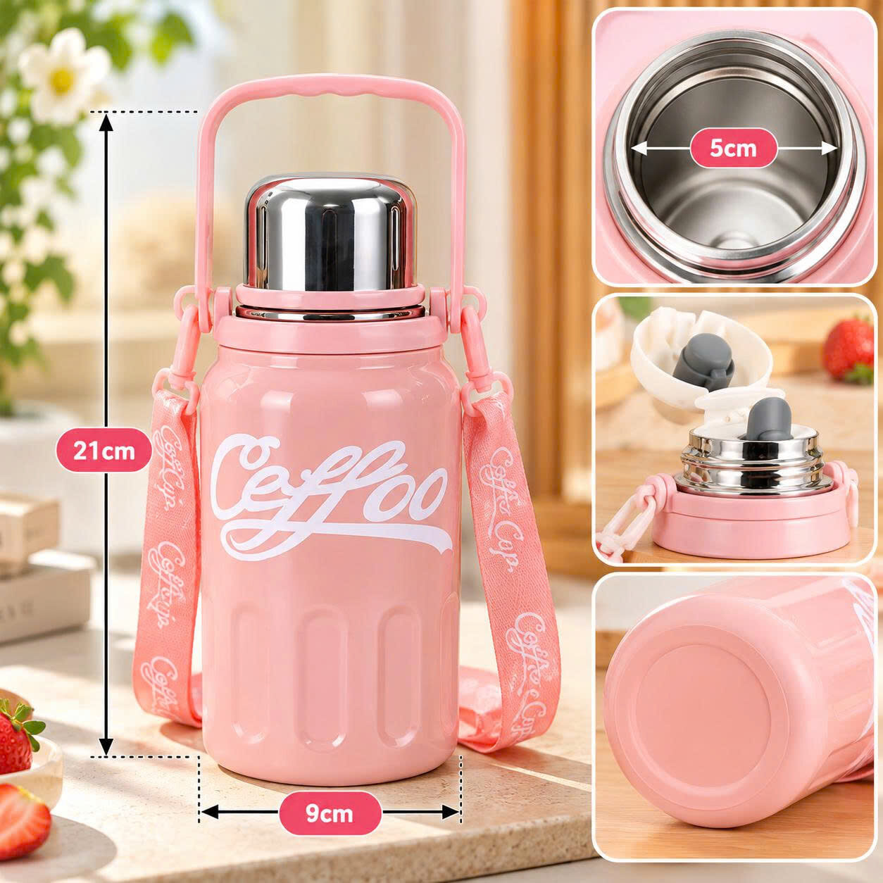 BÌNH GIỮ NHIỆT INOX COFFEE CÓ QUAI 800ML 2 BÌNH GIỮ NHIỆT INOX COFFEE CÓ QUAI 800ML - Ảnh 2
