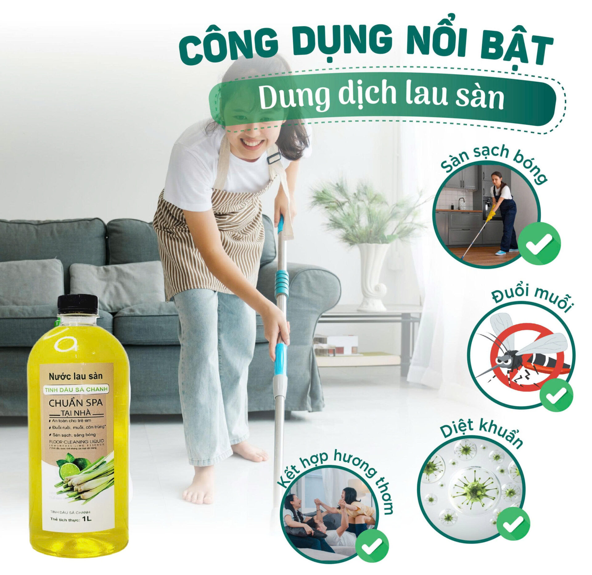 NƯỚC CẤT LAU SÀN TINH DẦU CHANH XẢ/ BẠC HÀ 1000ML 2 NƯỚC CẤT LAU SÀN TINH DẦU CHANH XẢ/ BẠC HÀ 1000ML - Ảnh 2