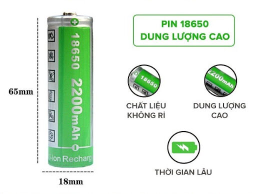 PIN SẠC HHTC 18650 2200MAH 3 PIN SẠC HHTC 18650 2200MAH - Ảnh 3