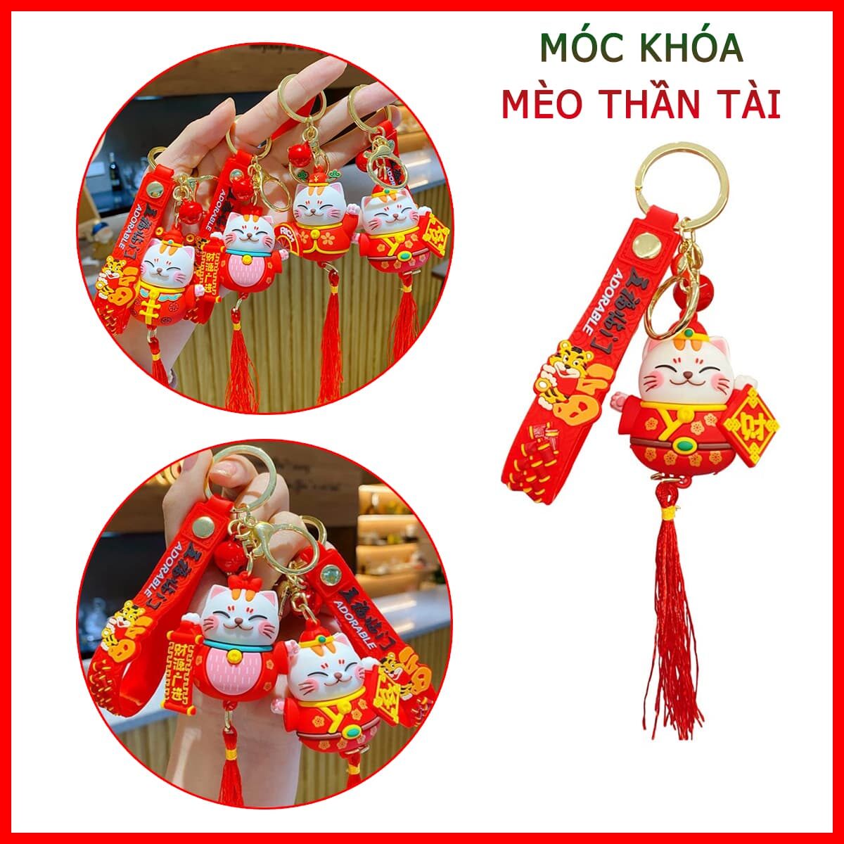 MÓC KHOÁ MÈO THẦN TÀI KÈM DÂY