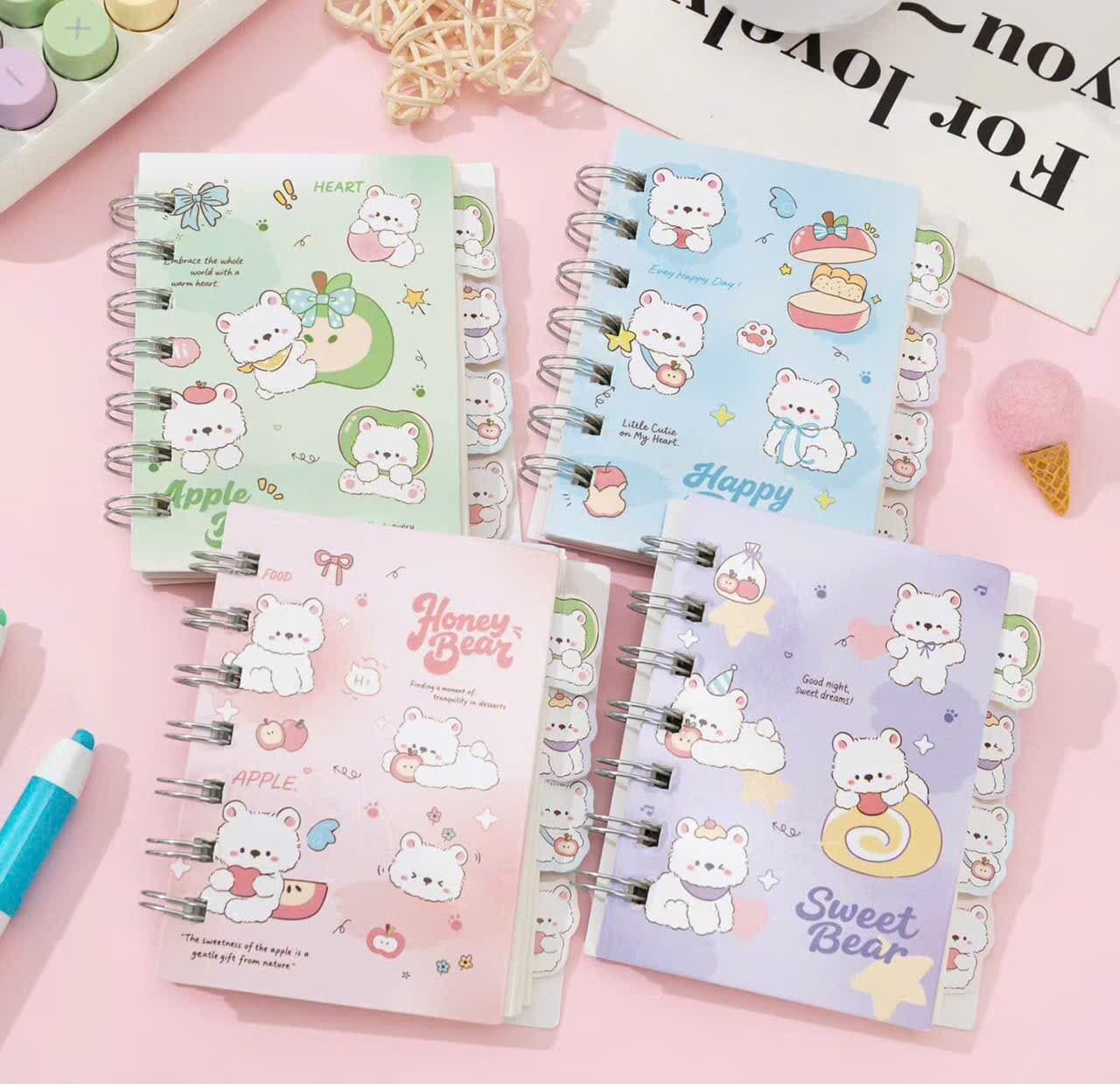 SỔ TAY LÒ XO A7 100 TỜ CÓ PHÂN TRANG