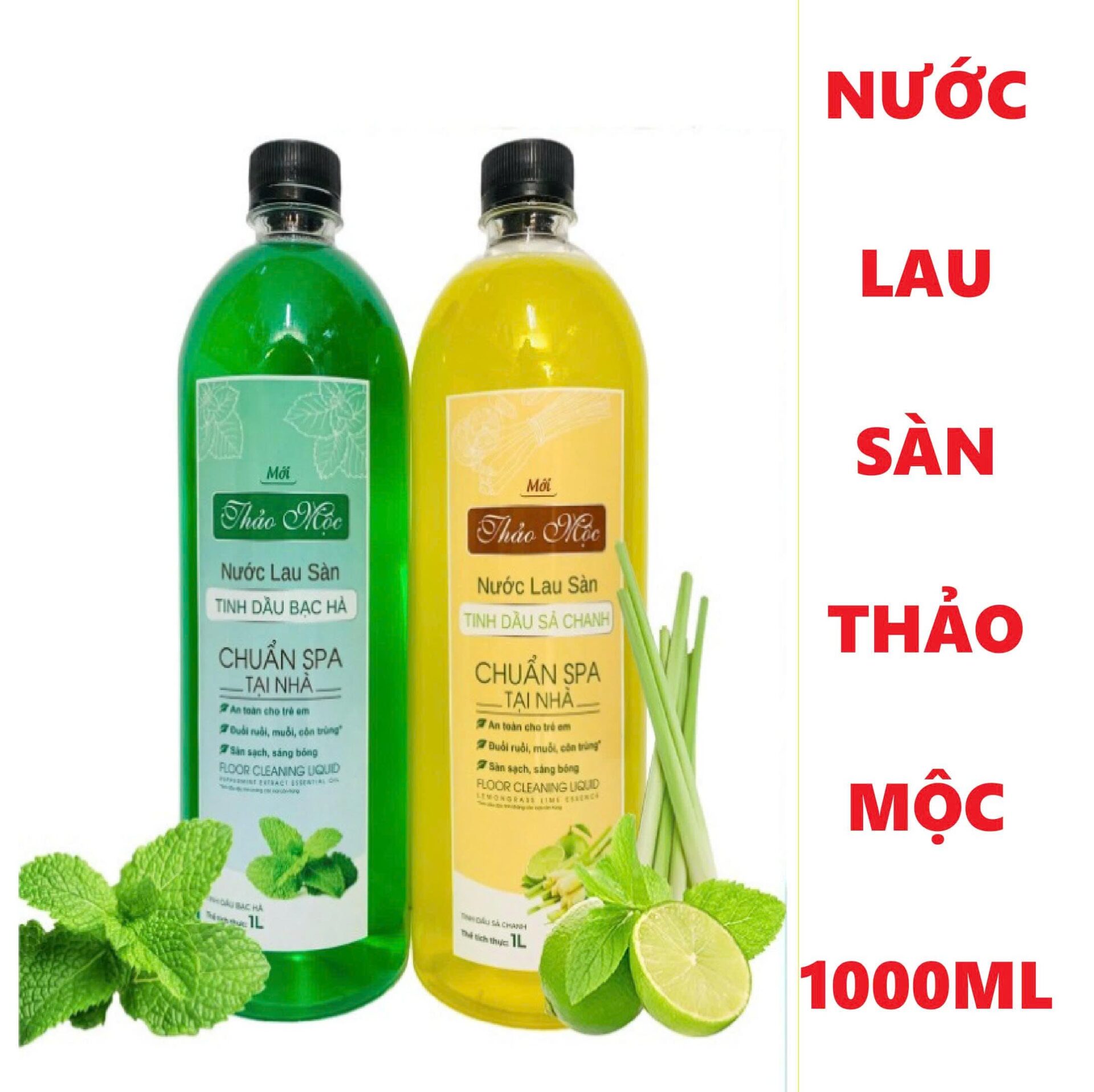 NƯỚC CẤT LAU SÀN TINH DẦU CHANH XẢ/ BẠC HÀ 1000ML