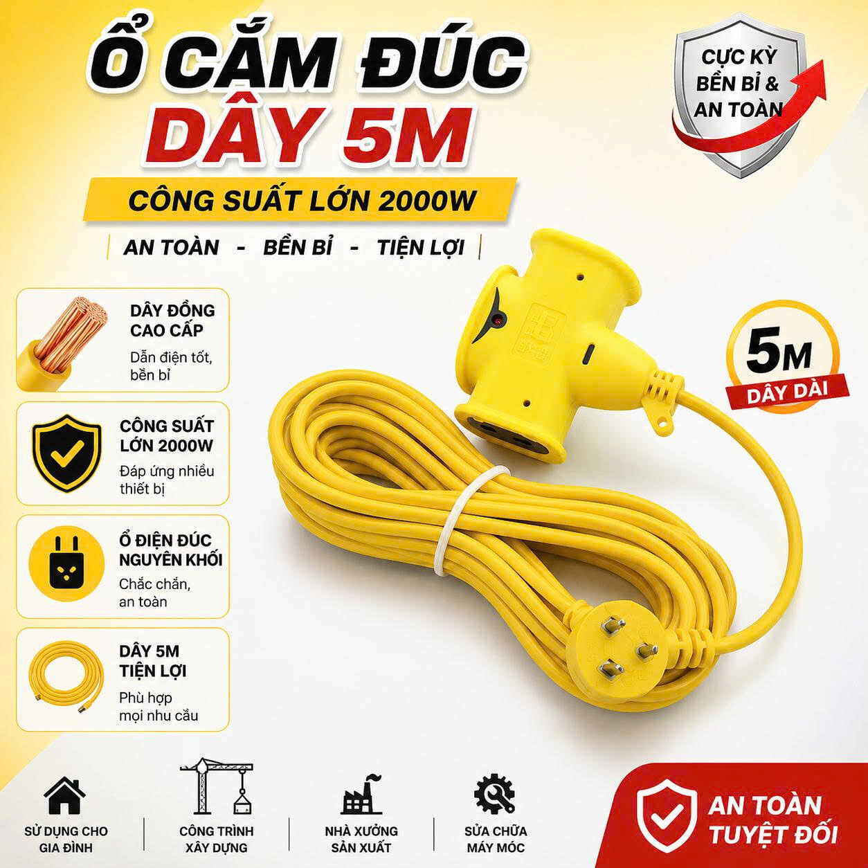 Ổ ĐIỆN ĐÚC 2000W DÂY ĐỒNG CAO CẤP 5M-20M 6 Ổ ĐIỆN ĐÚC 2000W DÂY ĐỒNG CAO CẤP 5M-20M - Ảnh 6