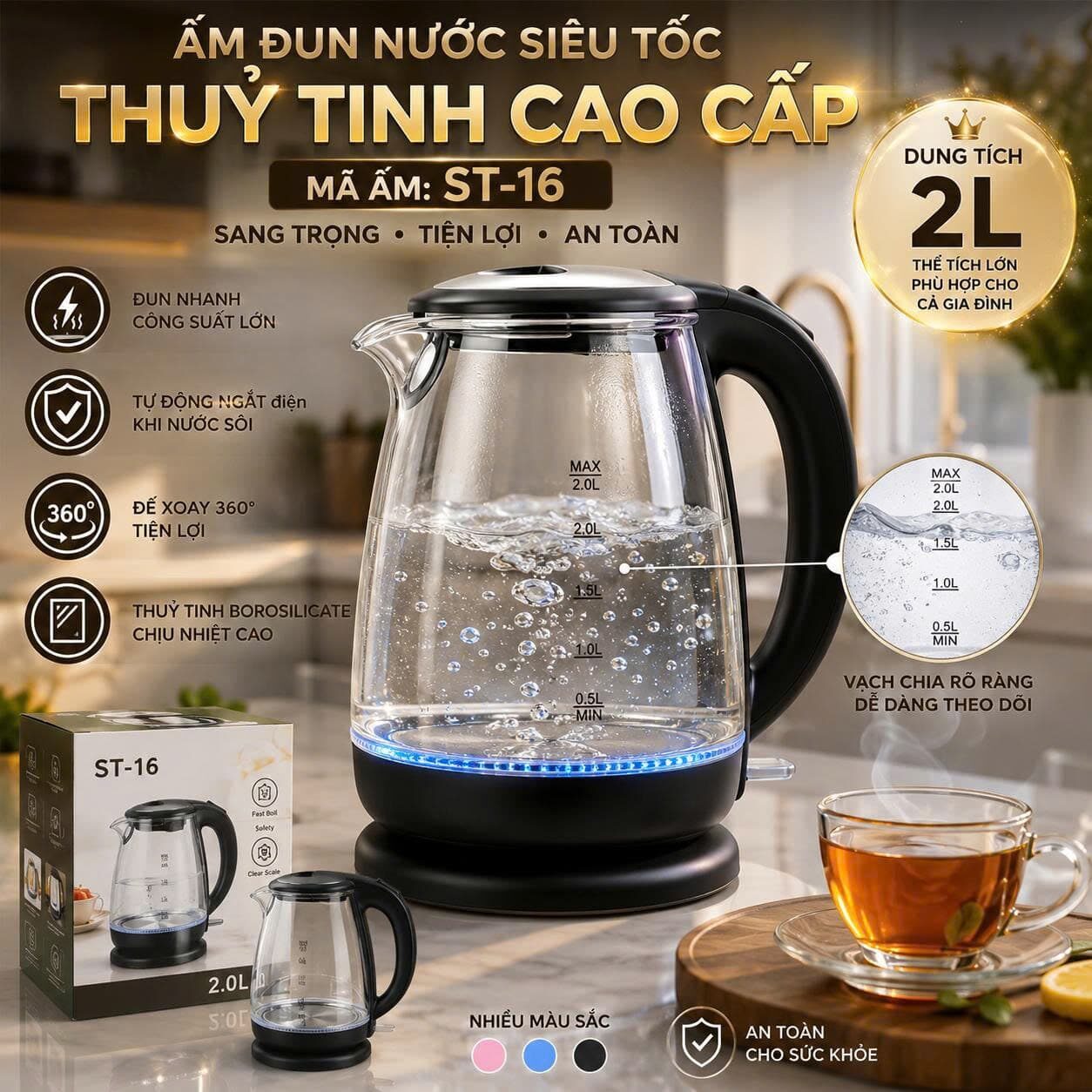ẤM ĐUN SIÊU TỐC TRONG SUỐT ST-16 1 ẤM ĐUN SIÊU TỐC TRONG SUỐT ST-16