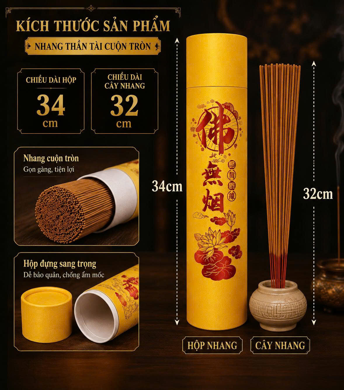 HỘP 300 CÂY NHANG THẦN TÀI CUỘN TRÒN THƠM- ÍT KHÓI 3 HỘP 300 CÂY NHANG THẦN TÀI CUỘN TRÒN THƠM- ÍT KHÓI - Ảnh 3