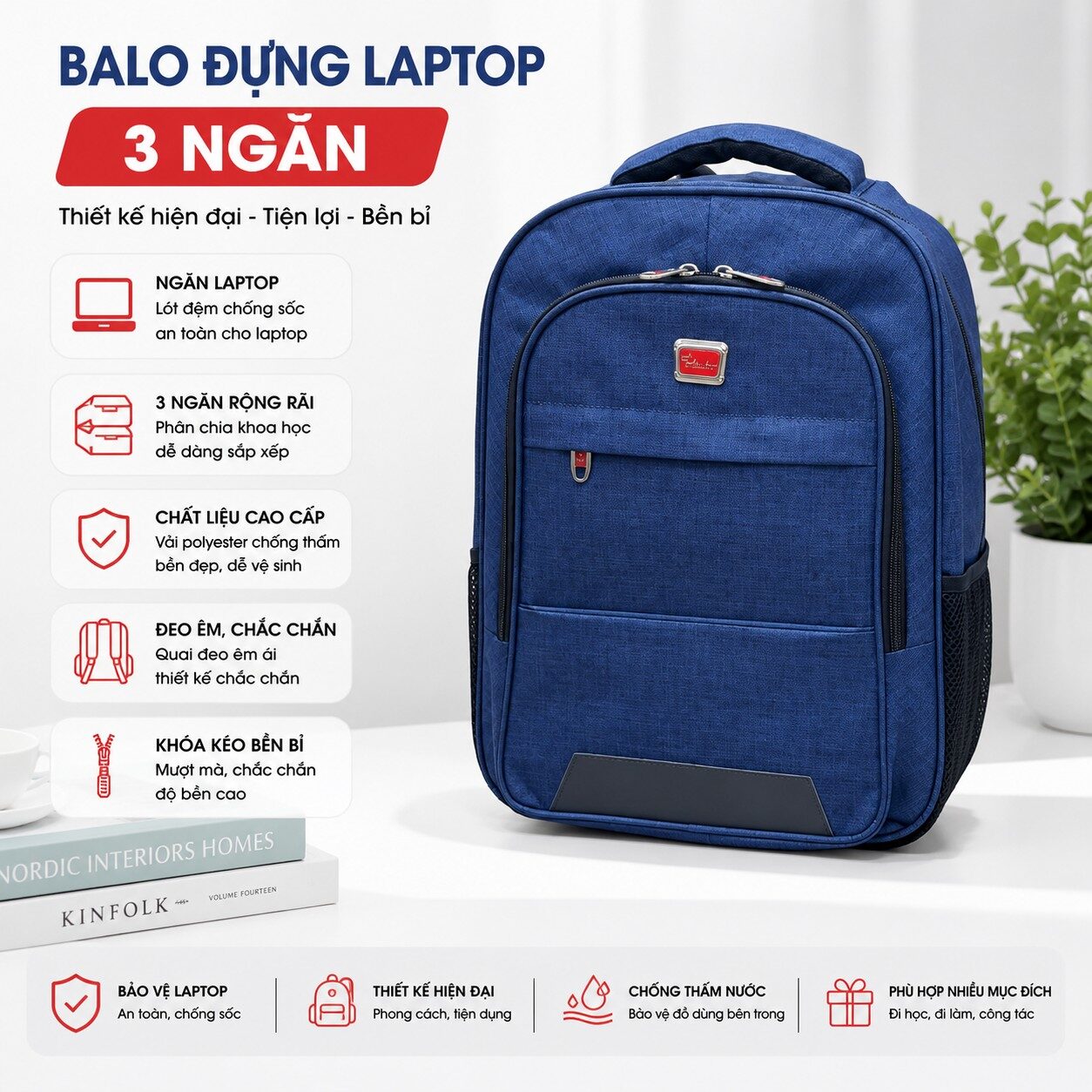 Balo đựng Laptop 3 Ngăn lớn Việt Start