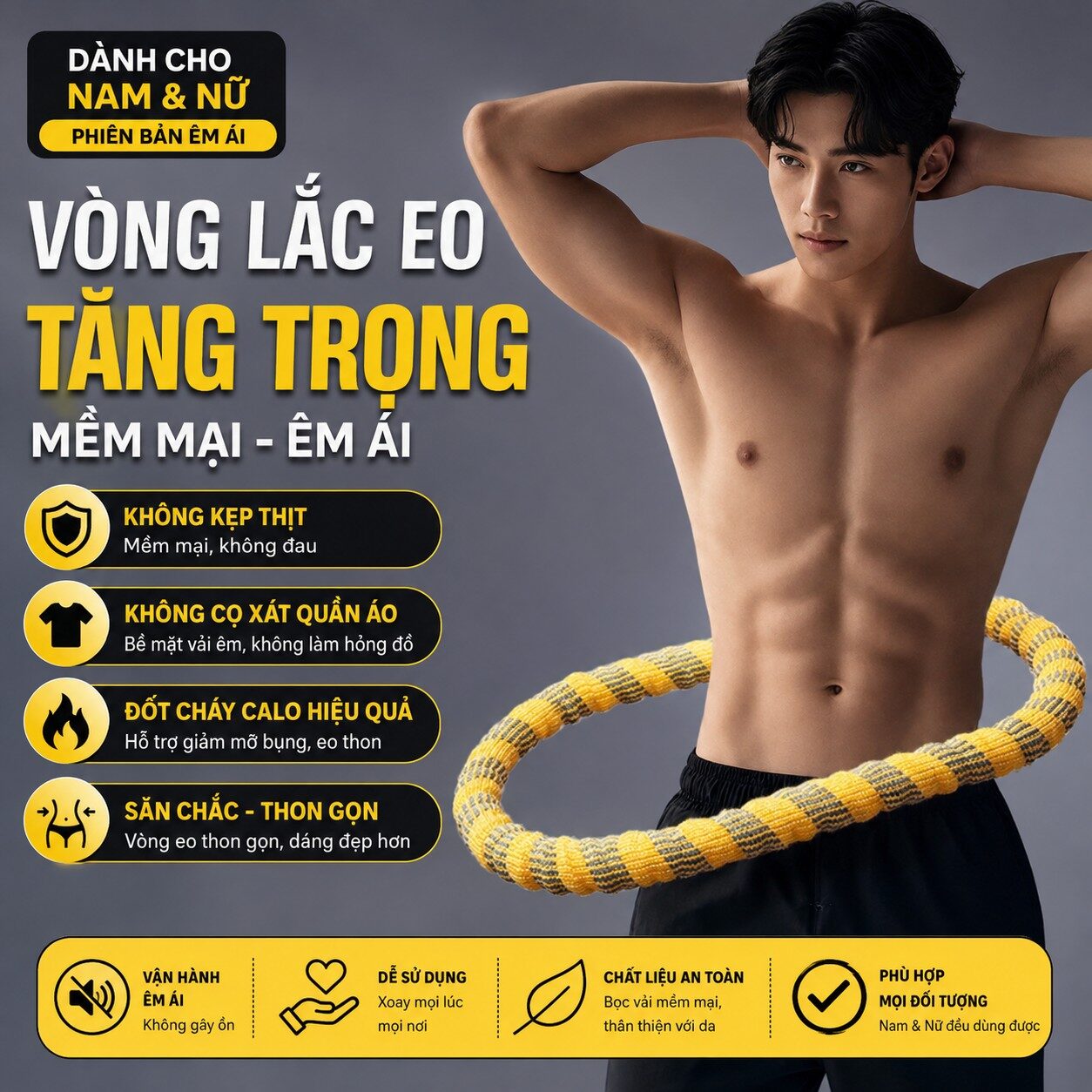 VÒNG LẮC EO VẢI NHUNG NẶNG 2.5KG