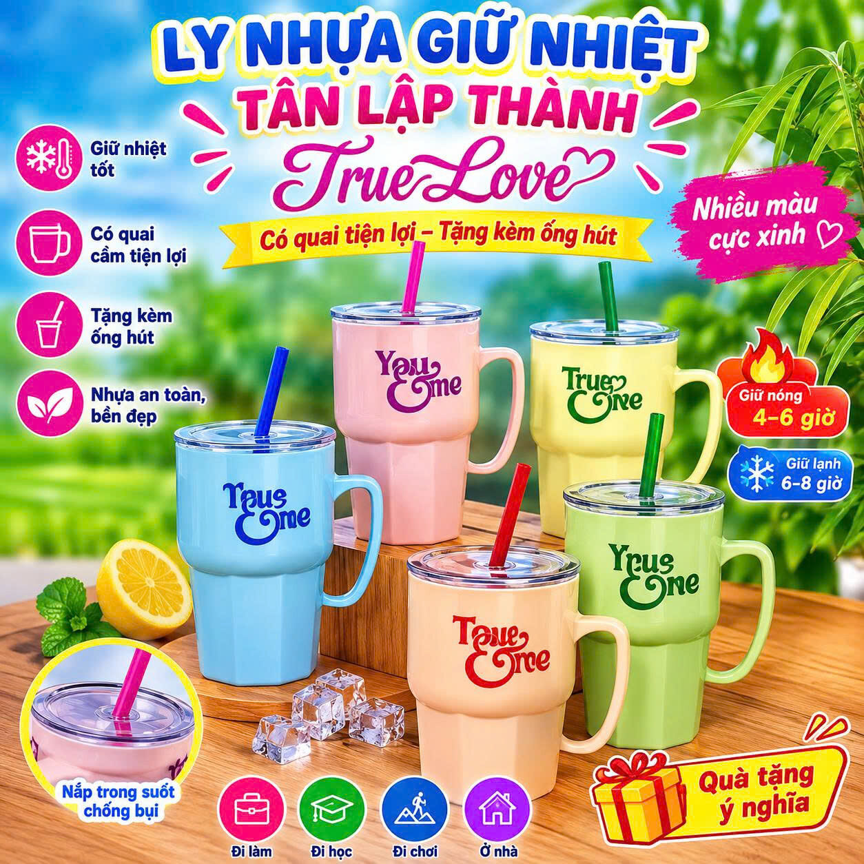 LY TRUE LOVE 500ML CÓ QUAI ÔNG HÚT
