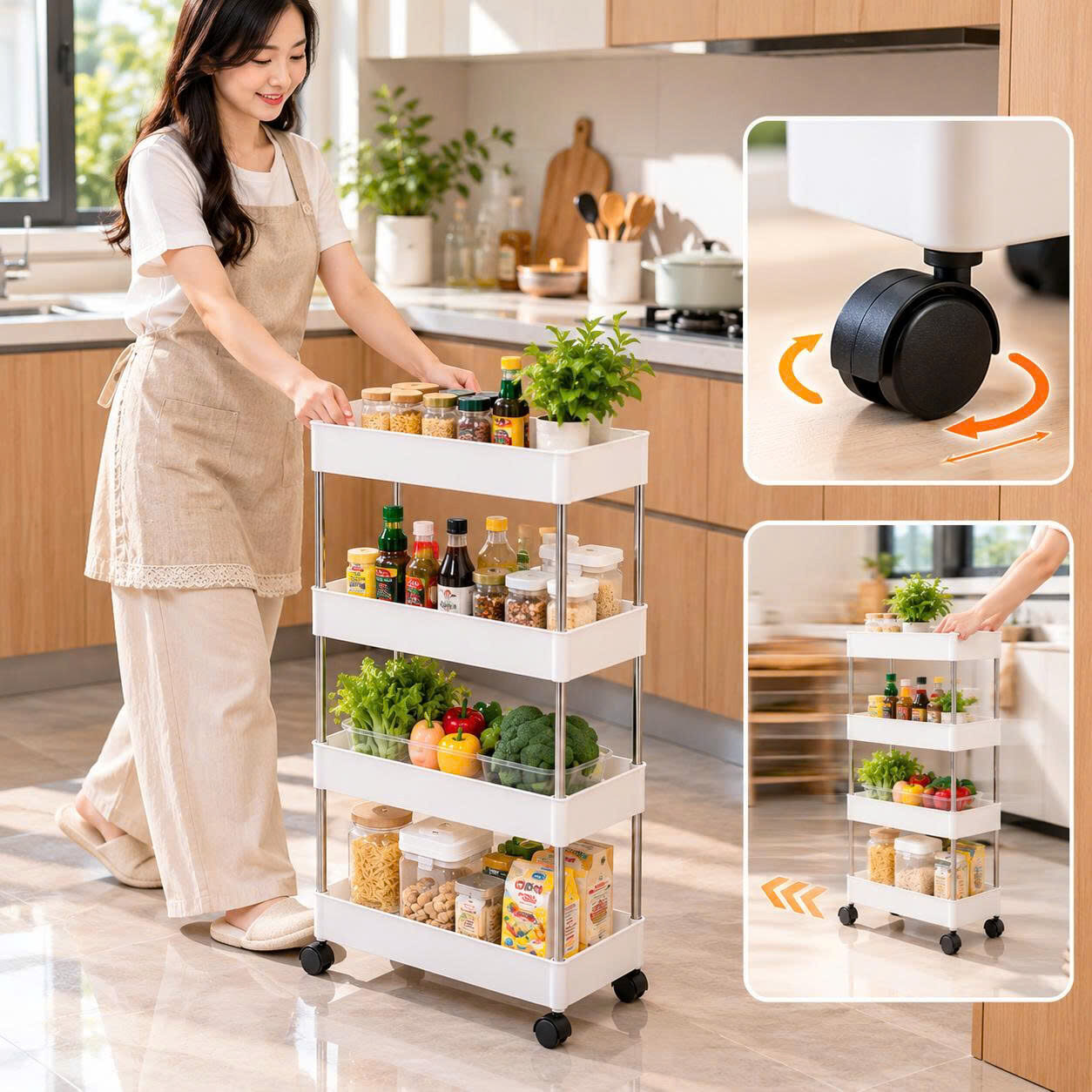 KỆ NHỰA ĐA NĂNG 4 TẦNG CÓ BÁNH XE 3 KỆ NHỰA ĐA NĂNG 4 TẦNG CÓ BÁNH XE - Ảnh 3