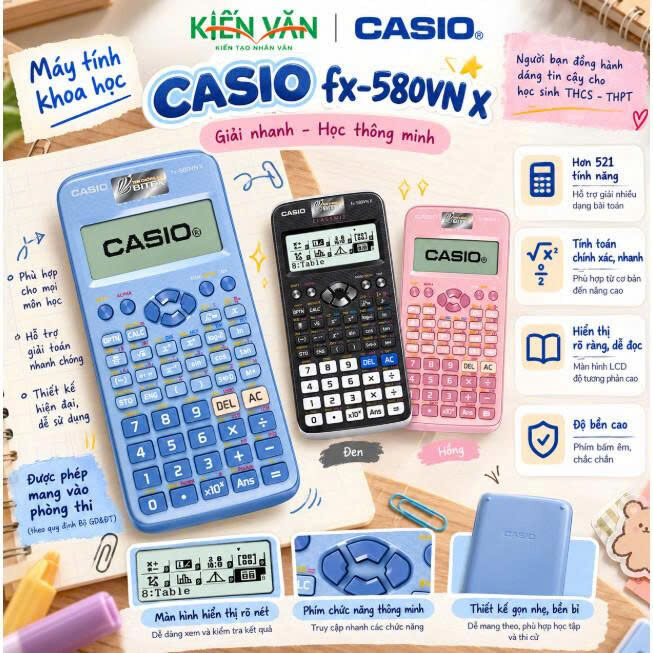 MÁY TÍNH HỌC SINH CASIO FX-580VNX CHÍNH HÃNG
