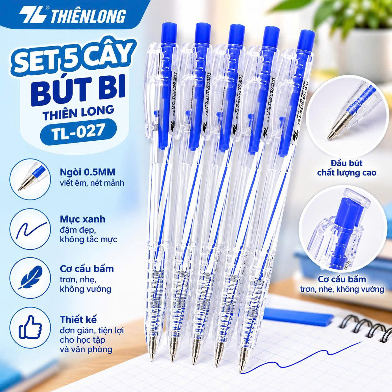 SET 5 CÂY BÚT BI THIÊN LONG TL-027
