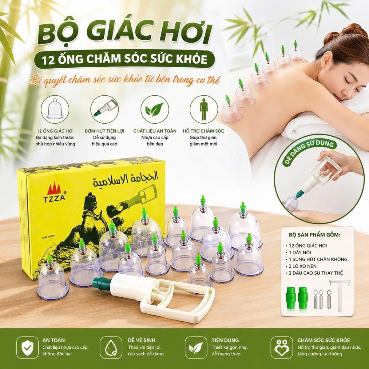 BỘ GIÁC HƠI 12 ỐNG HÚT CHÂN KHÔNG