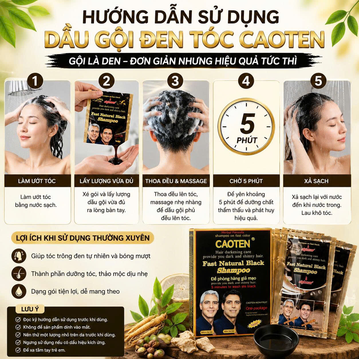 DẦU GỘI ĐEN TÓC CAOTEN (10 GÓI) 8 5 53