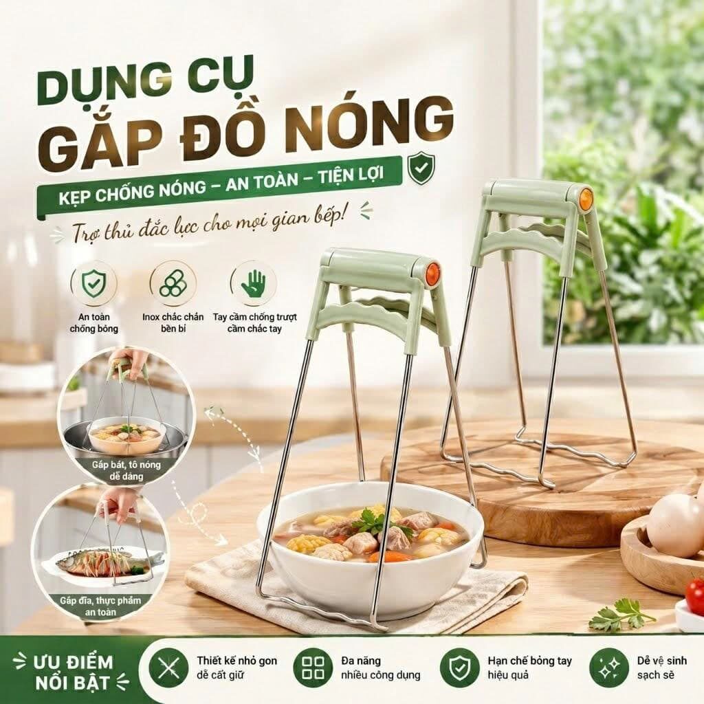 DỤNG CỤ GẮP NÓNG 18CM CÓ HỘP