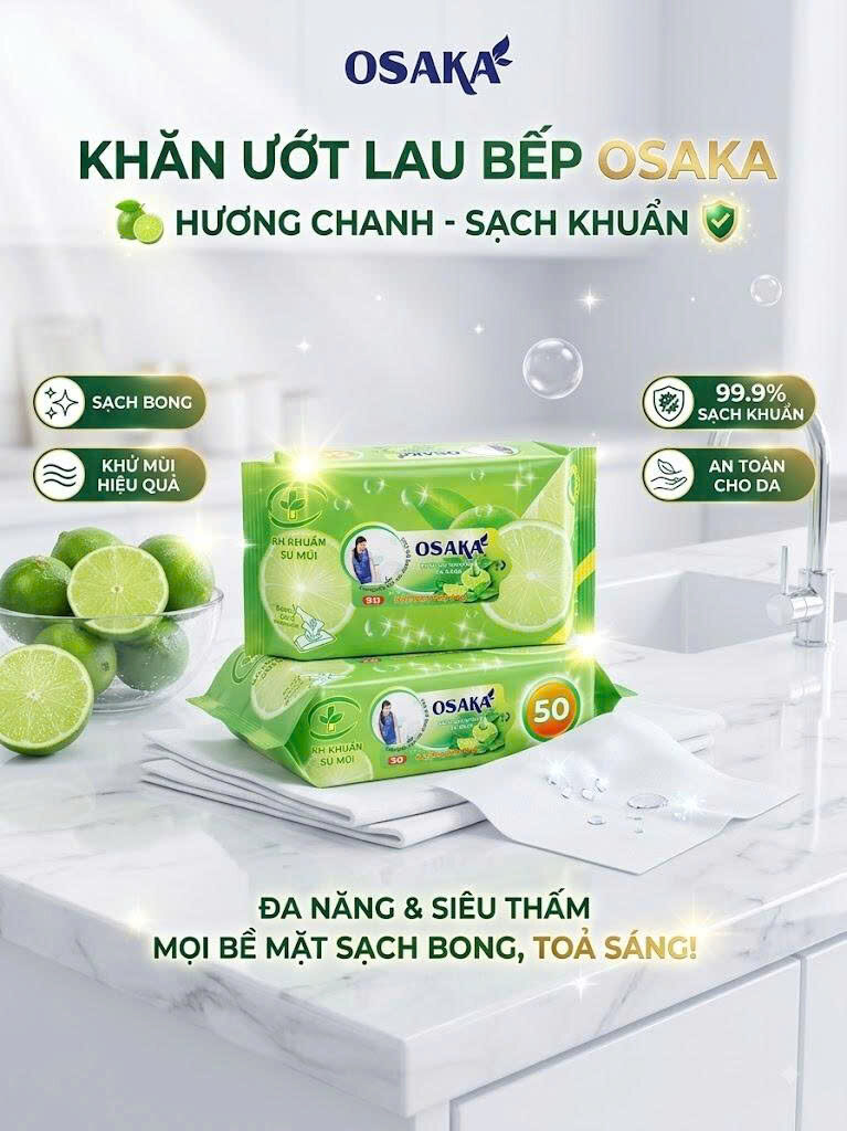 KHĂN ƯỚT LAU BẾP ĐA NĂNG KHỬ KHUẨN OSAKA 6 6 133