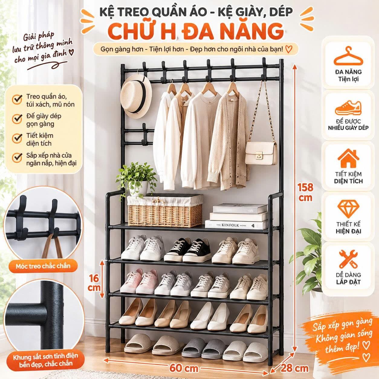 KỆ SẮT TREO QUẦN ÁO, TÚI XÁCH CHỮ H 1 KỆ SẮT TREO QUẦN ÁO, TÚI XÁCH CHỮ H