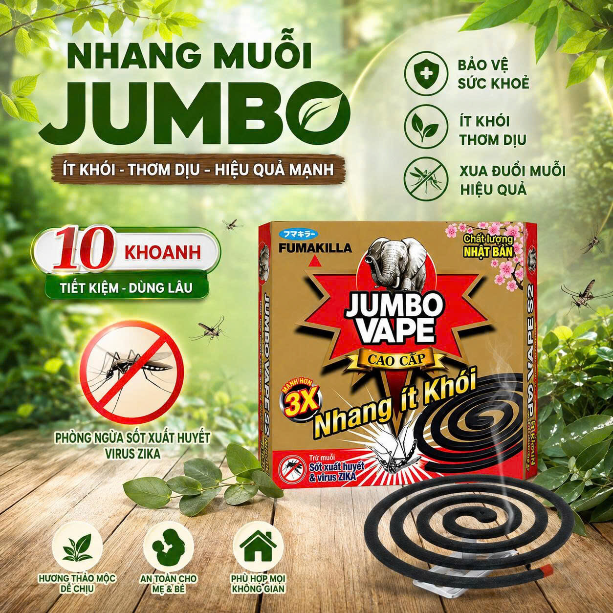 NHANG MUỖI ÍT KHÓI JUMBO MỚI 3X
