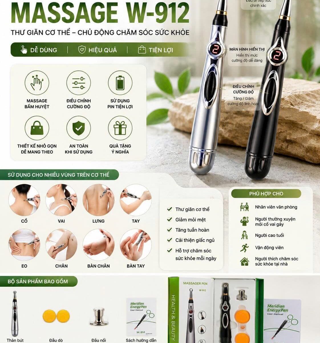 BÚT MASSAGE BẤM HUYỆT CHÂM CỨU