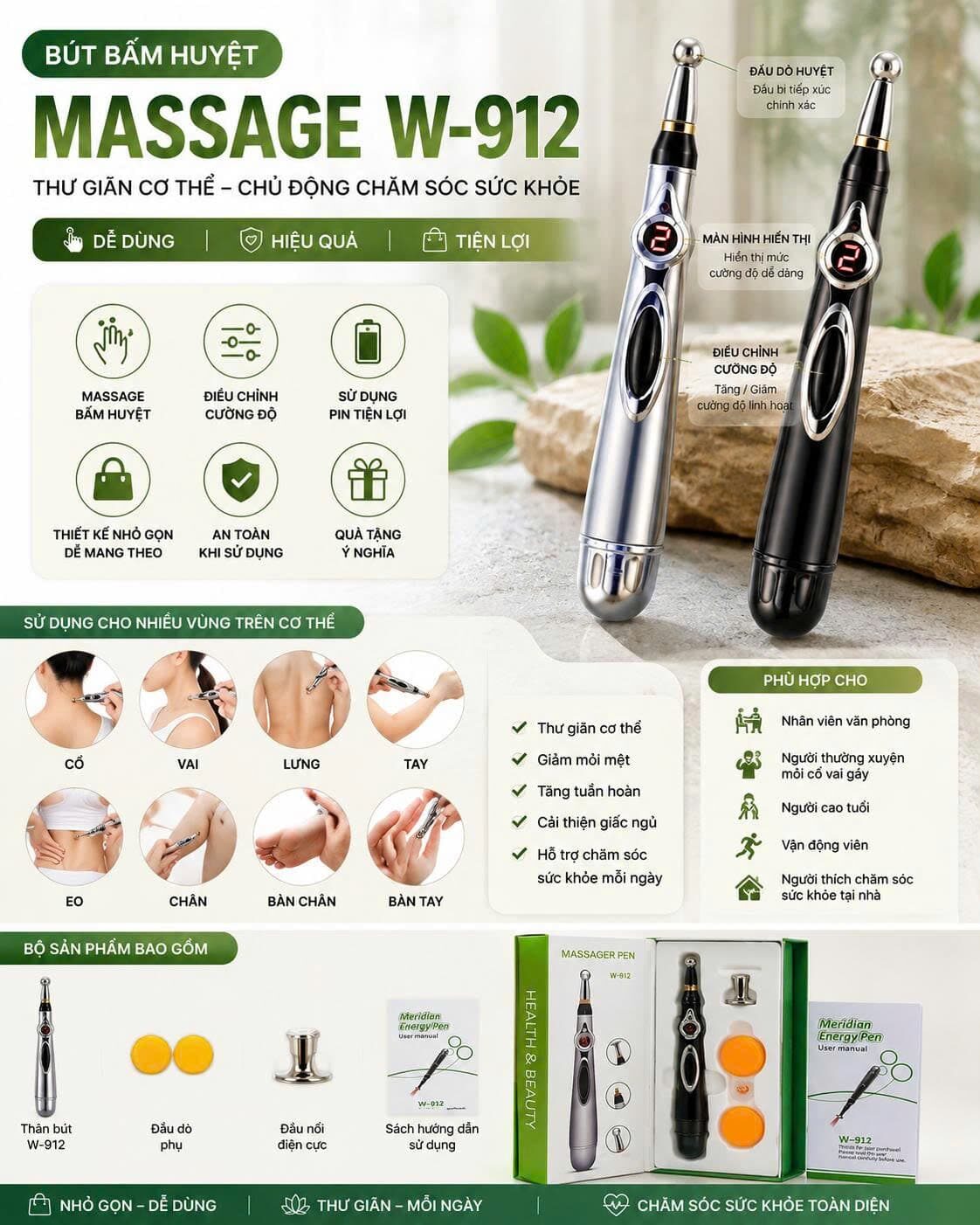 BÚT MASSAGE BẤM HUYỆT CHÂM CỨU 1 BÚT MASSAGE BẤM HUYỆT CHÂM CỨU