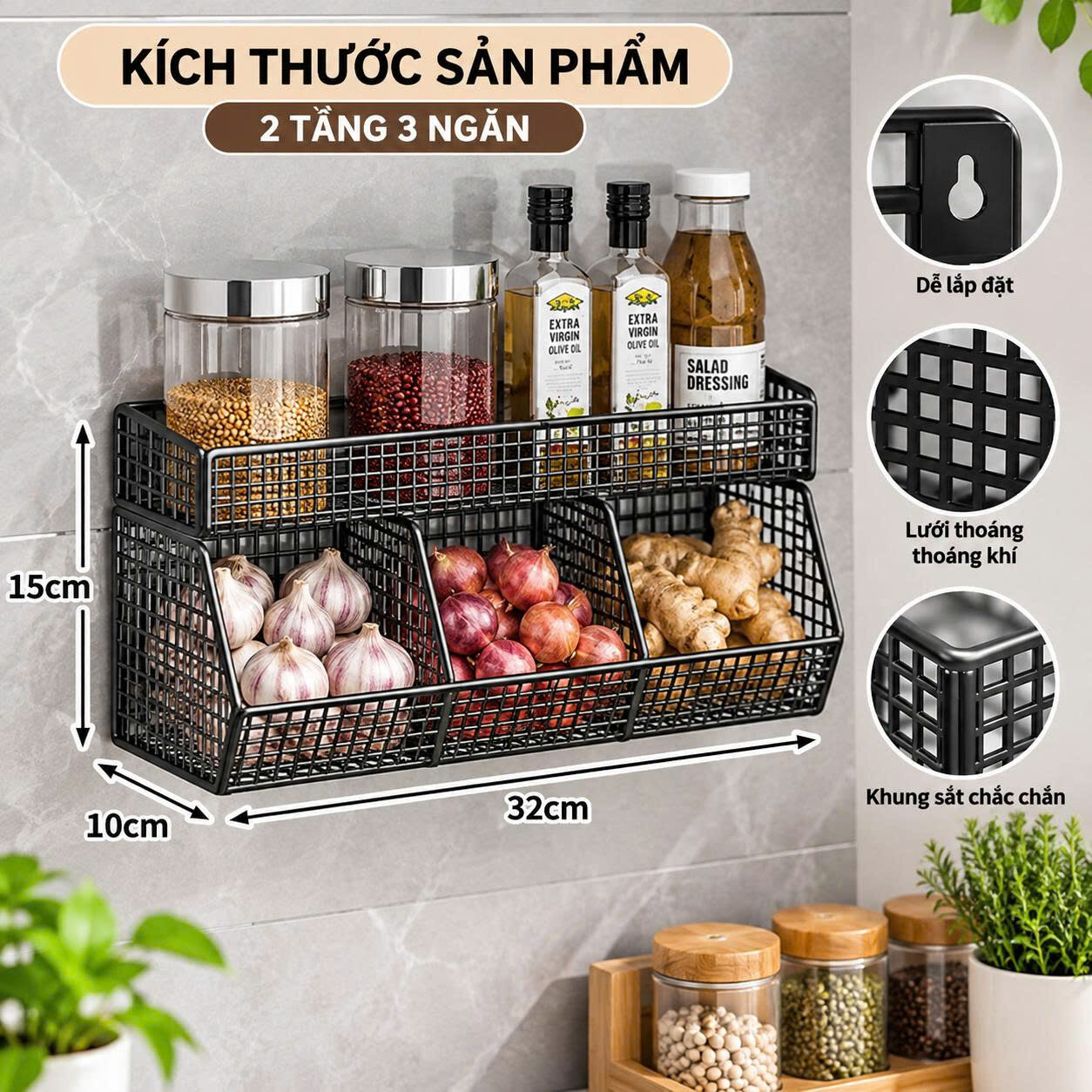 KỆ SẮT LƯỚI DÁN TƯỜNG 2 TẦNG 4 NGĂN 2 KỆ SẮT LƯỚI DÁN TƯỜNG 2 TẦNG 4 NGĂN - Ảnh 2
