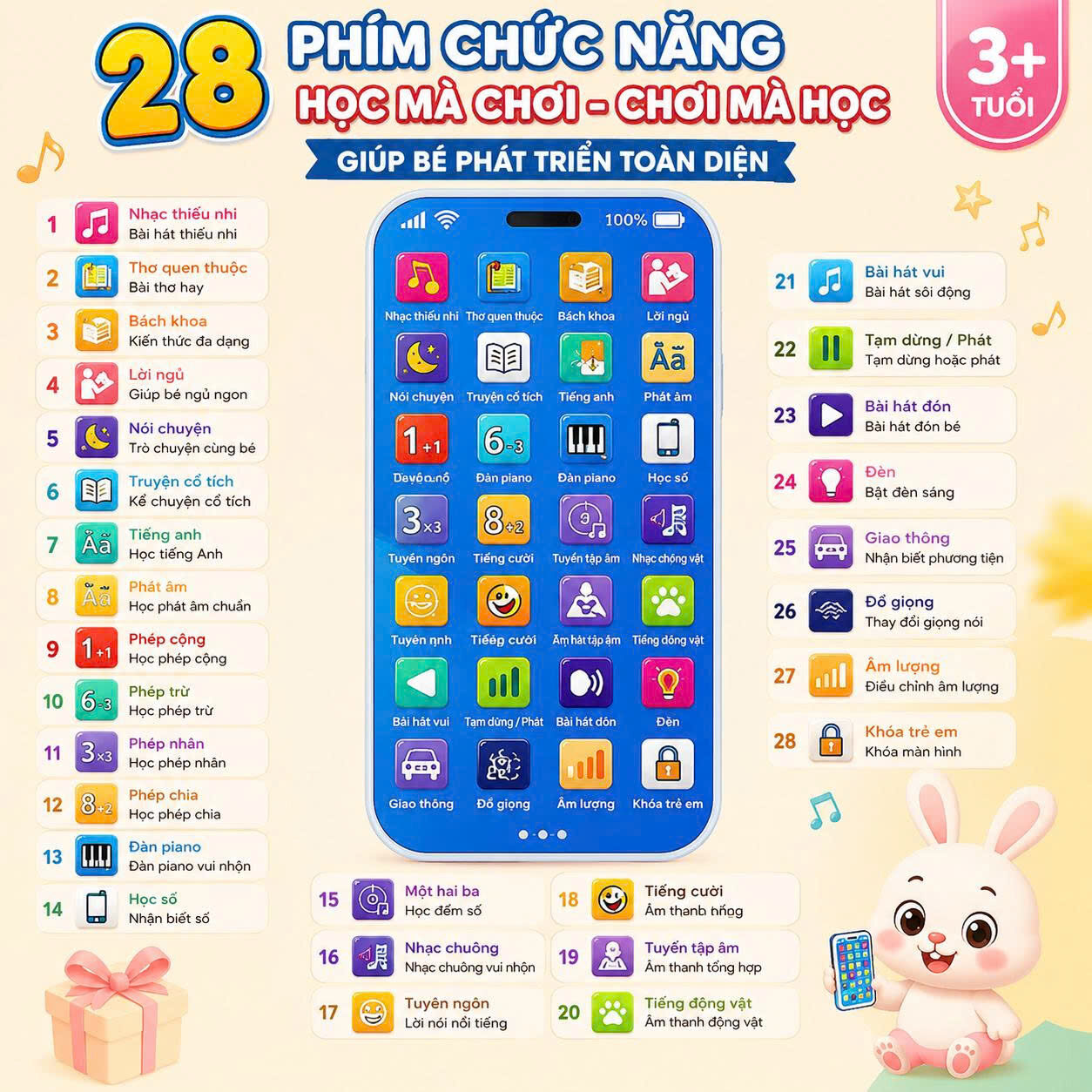 ĐIỆN THOẠI IP17 28 NÚT TIẾNG VIỆT CHO BÉ 5 ĐIỆN THOẠI IP17 28 NÚT TIẾNG VIỆT CHO BÉ - Ảnh 5