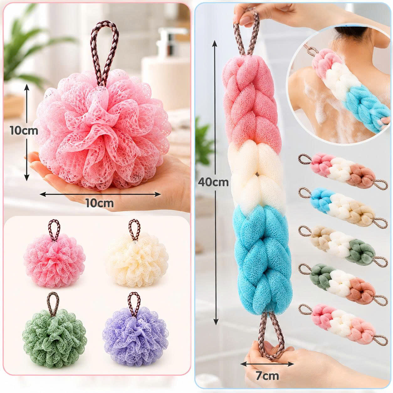 BÔNG TẮM LƯỚI DÀI/ TRÒN CÓ DÂY TREO 3 BÔNG TẮM LƯỚI DÀI/ TRÒN CÓ DÂY TREO - Ảnh 3