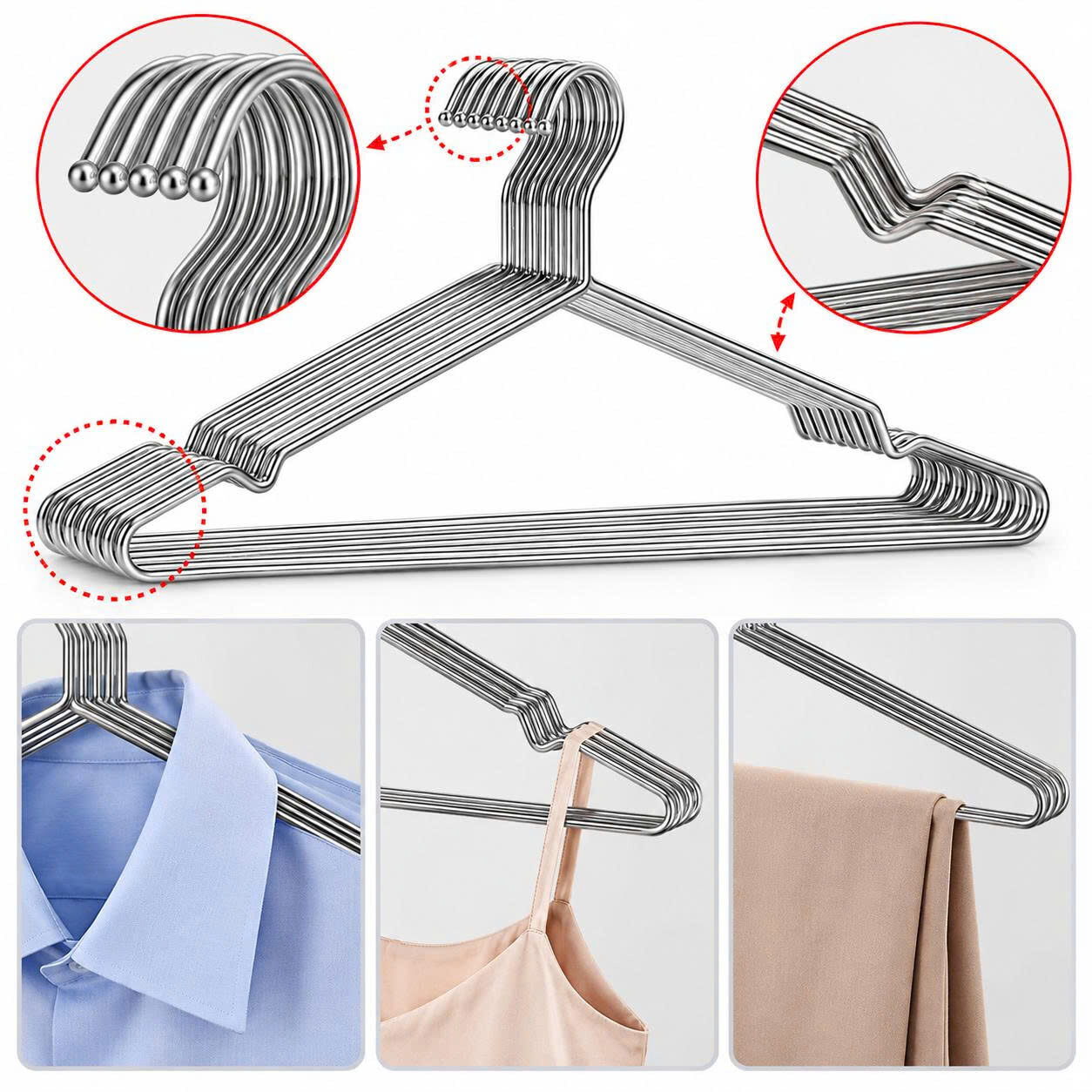 SET 10 MÓC QUẦN ÁO INOX 42CM 3 SET 10 MÓC QUẦN ÁO INOX 42CM - Ảnh 3
