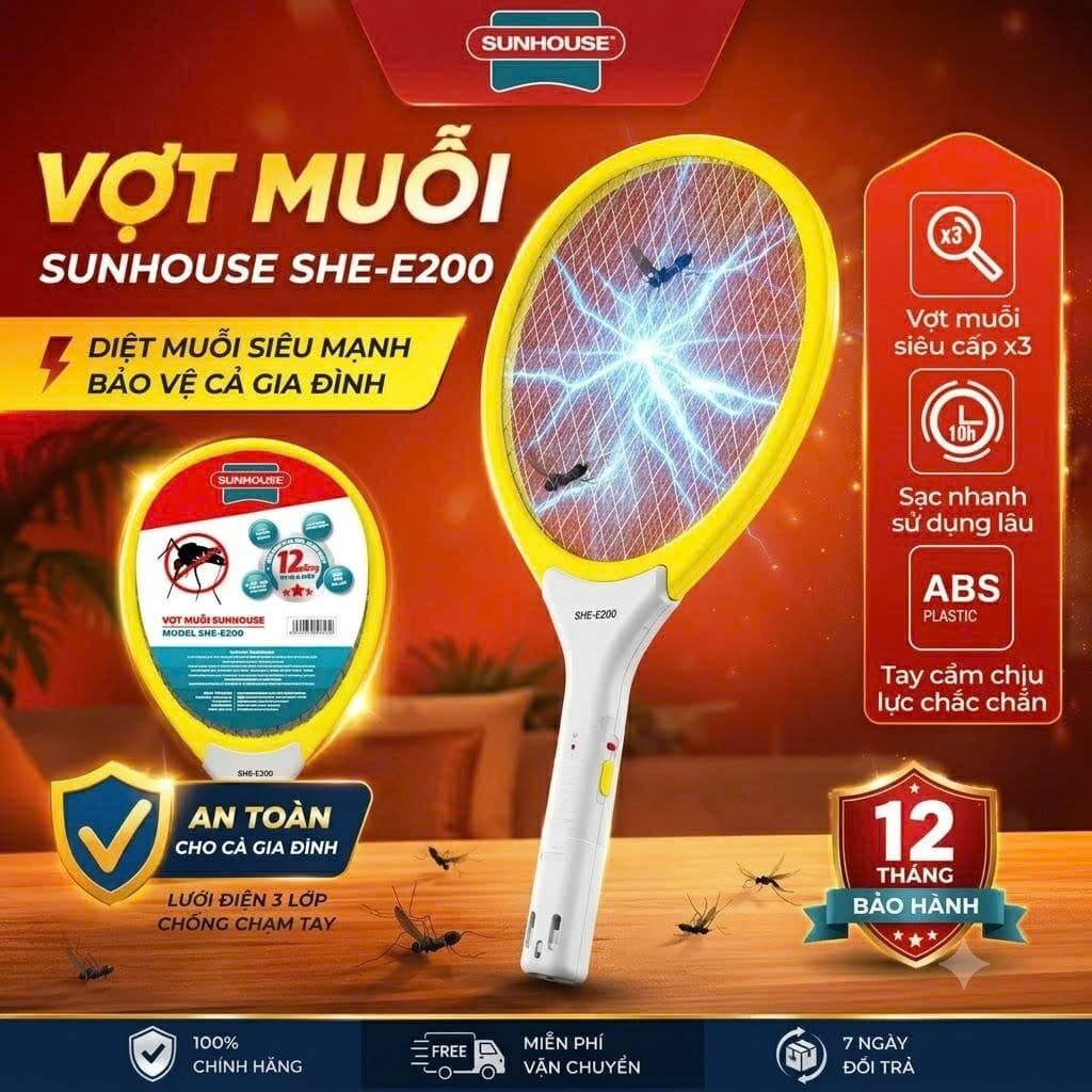 VỢT BẮT MUỖI SUNHOUSE SH-E200