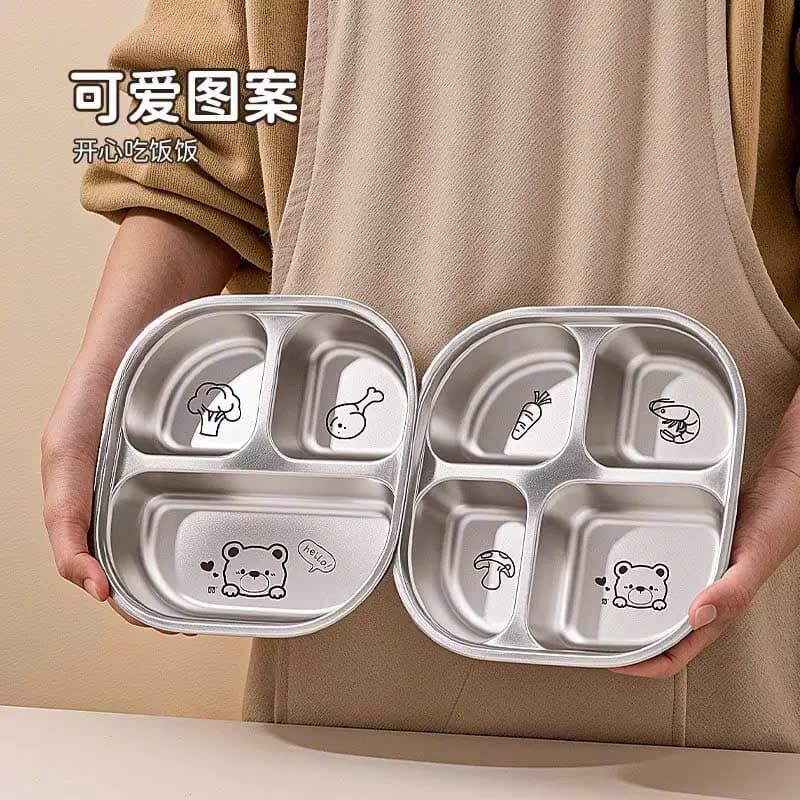 KHAY INOX 4 NGĂN KÈM MUỖNG XINH XẮN