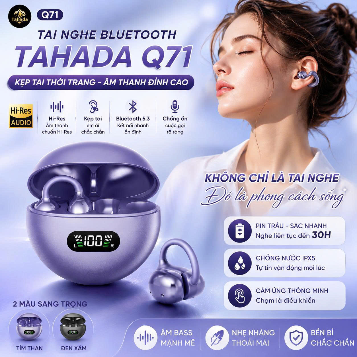 TAI NGHE BLUETOOTH TAHADA Q71 2 TAI NGHE BLUETOOTH TAHADA Q71 - Ảnh 2