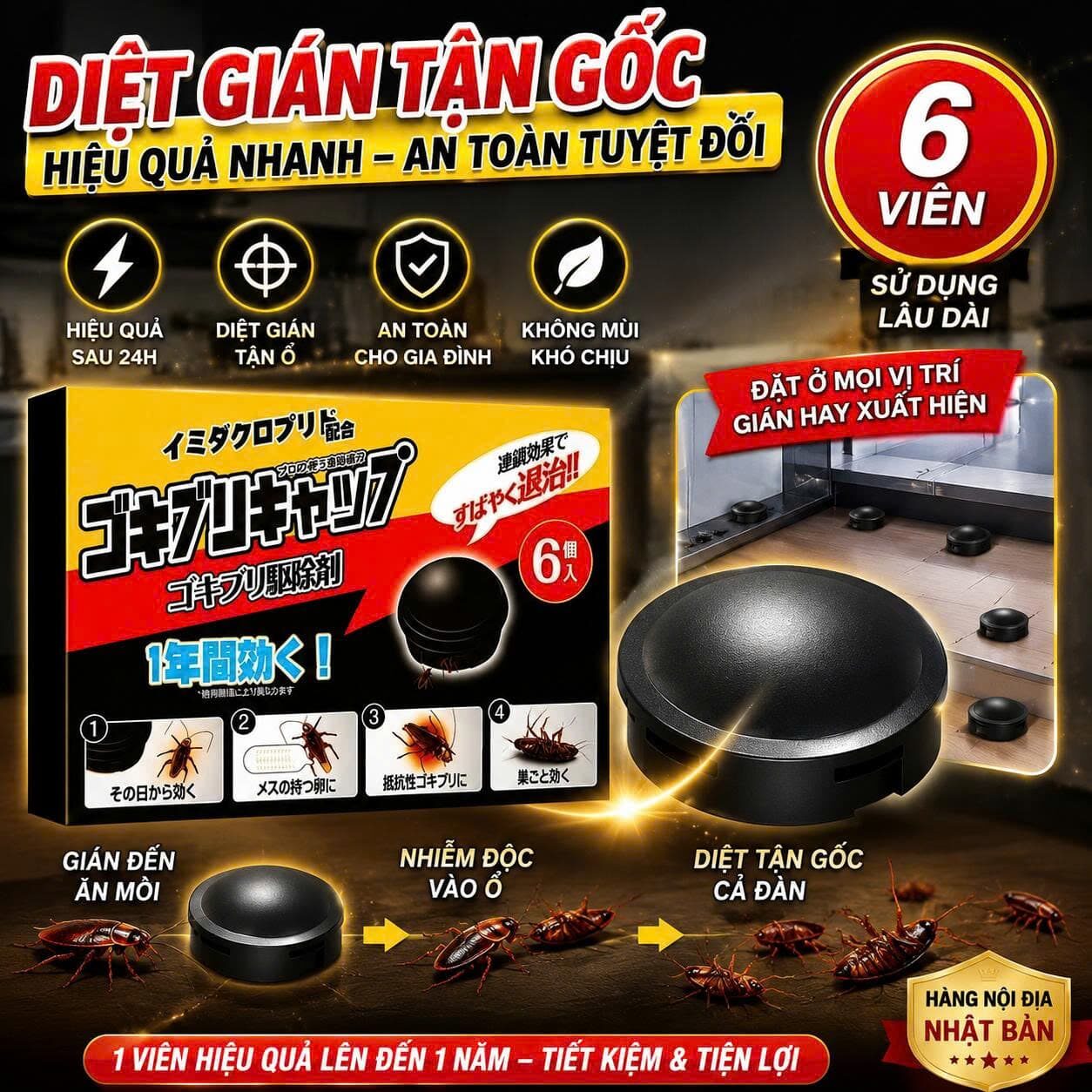 HỘP 6 VIÊN DIỆT GIÁN NHẬT BẢN