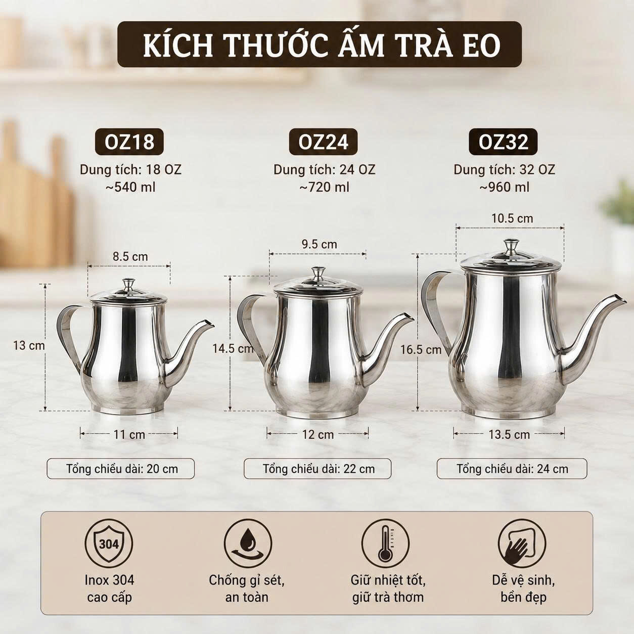 ẤM PHA TRÀ INOX CÓ VÒI 500ML - 900ML 10 6 92