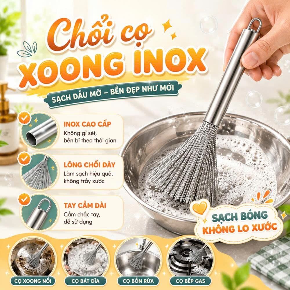 BÀN CHẢI CỌ XOONG INOX