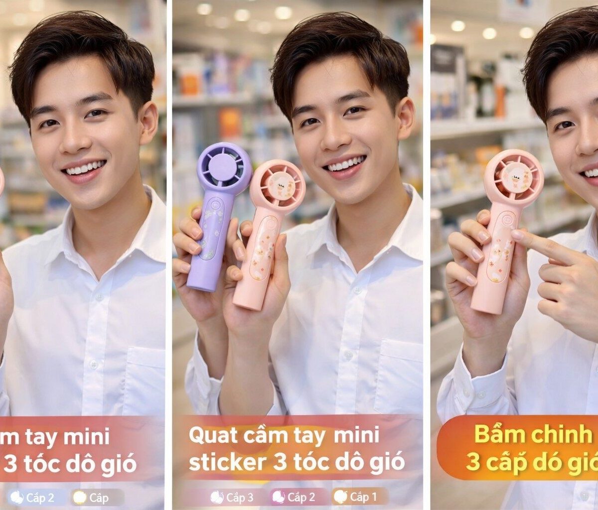 QUẠT CẦM TAY MINI STICKER K523