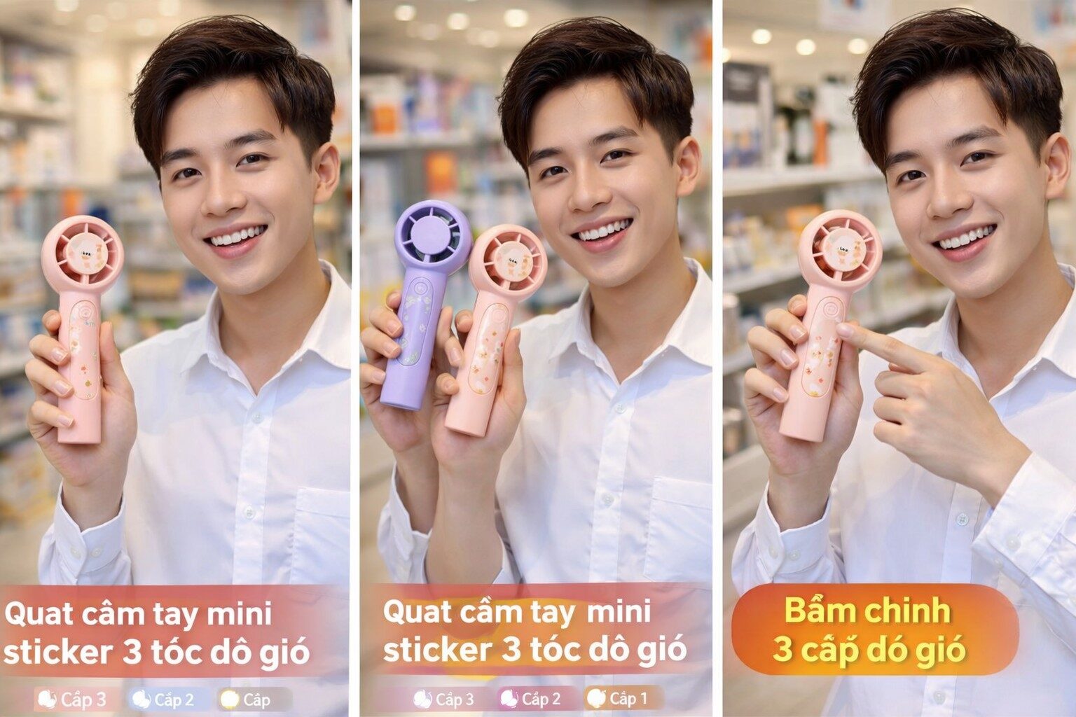QUẠT CẦM TAY MINI STICKER K523
