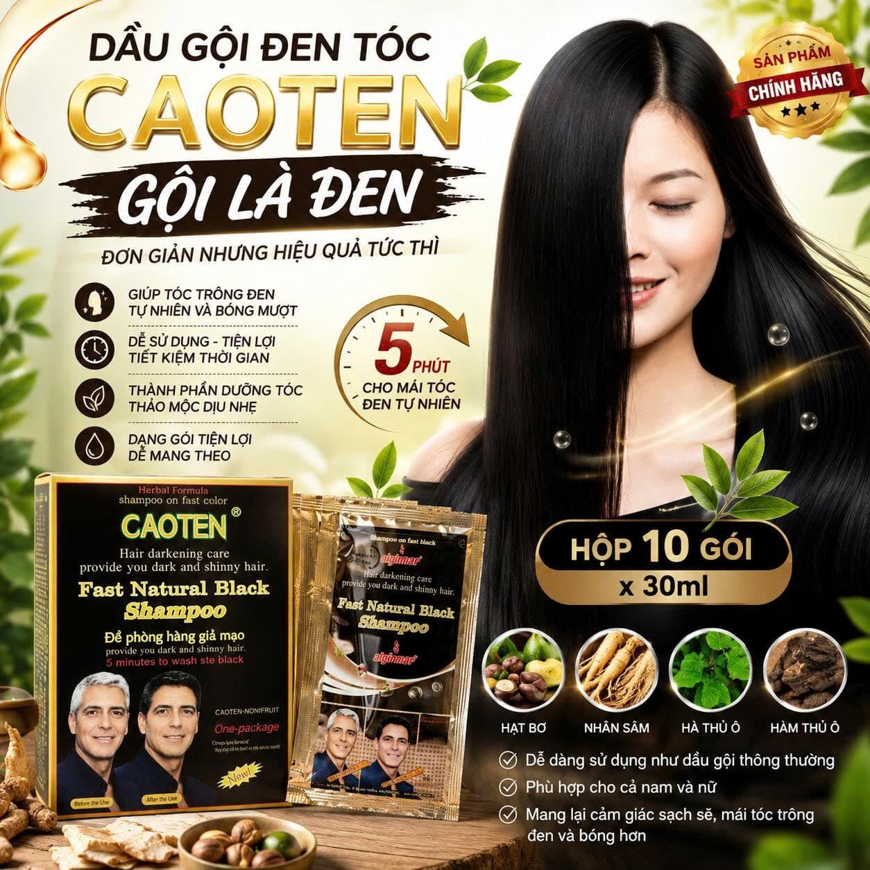 DẦU GỘI ĐEN TÓC CAOTEN (10 GÓI) 1 DẦU GỘI ĐEN TÓC CAOTEN (10 GÓI)