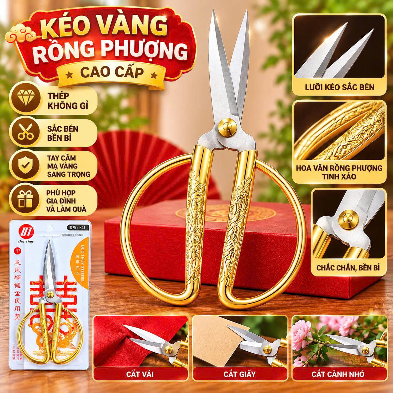 KÉO VÀNG RỒNG PHƯỢNG K45