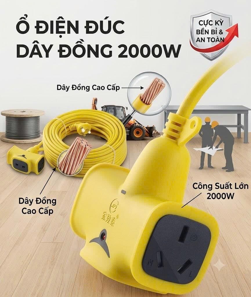 Ổ ĐIỆN ĐÚC 2000W DÂY ĐỒNG CAO CẤP 5M-20M 1 Ổ ĐIỆN ĐÚC 2000W DÂY ĐỒNG CAO CẤP 5M-20M