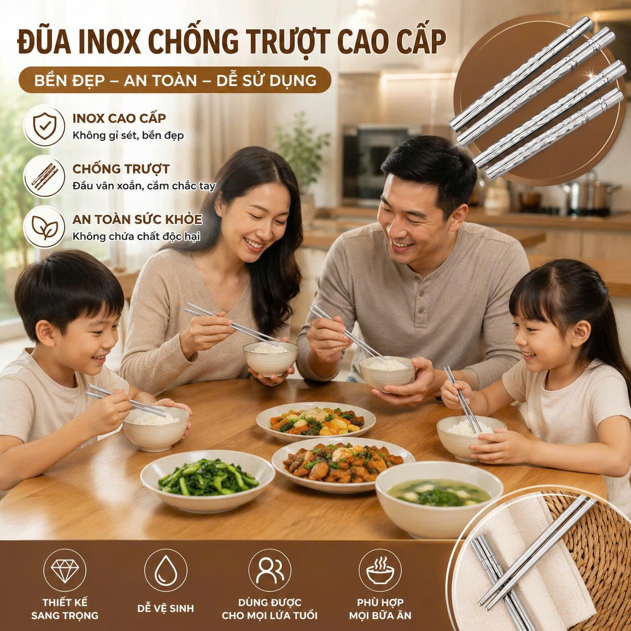 SET 5 ĐÔI ĐŨA INOX XOẮN CHOPSTICKS 3 SET 5 ĐÔI ĐŨA INOX XOẮN CHOPSTICKS - Ảnh 3