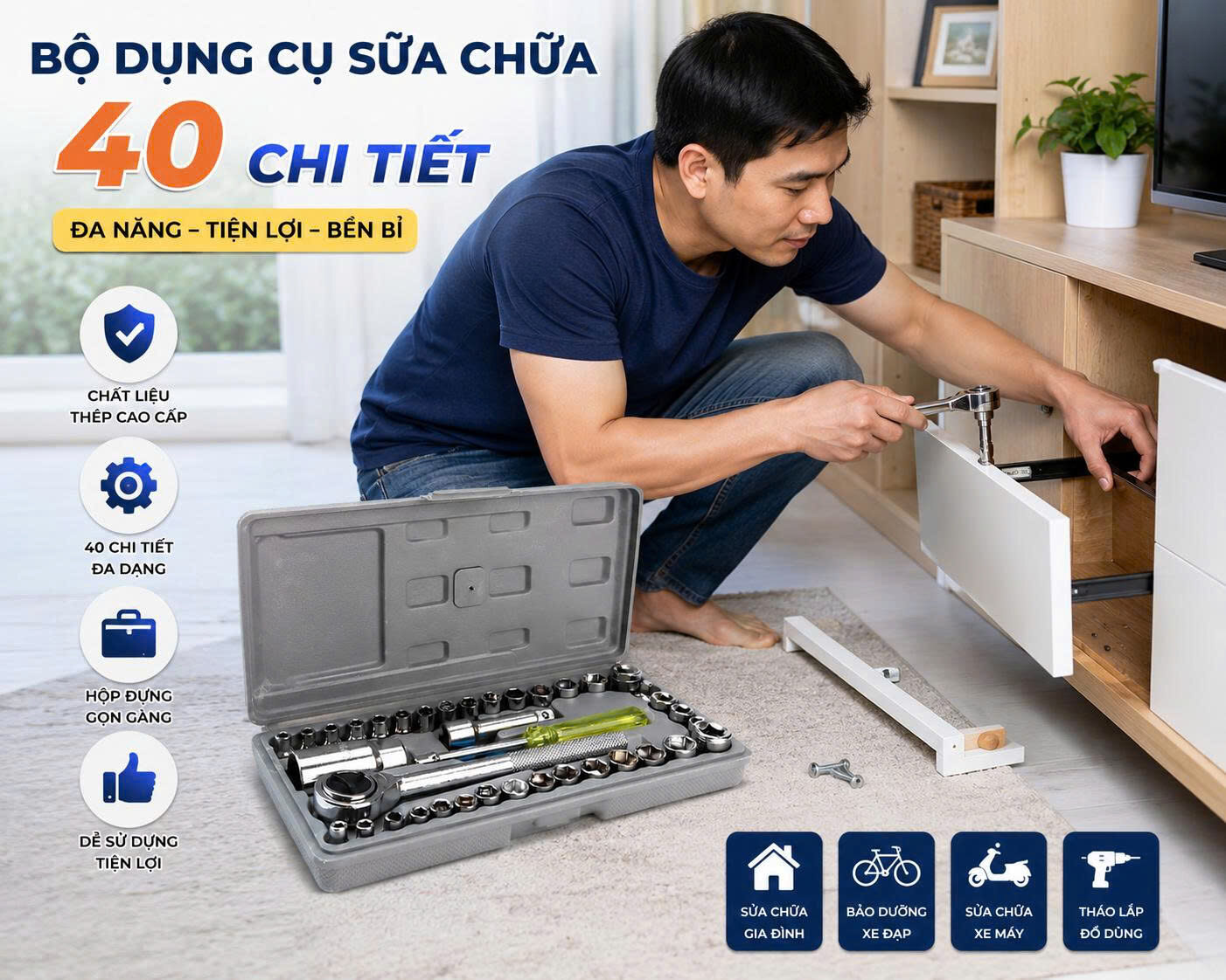 BỘ SỮA CHỮA CHUYÊN DỤNG 40 CHI TIẾT 2 BỘ SỮA CHỮA CHUYÊN DỤNG 40 CHI TIẾT - Ảnh 2