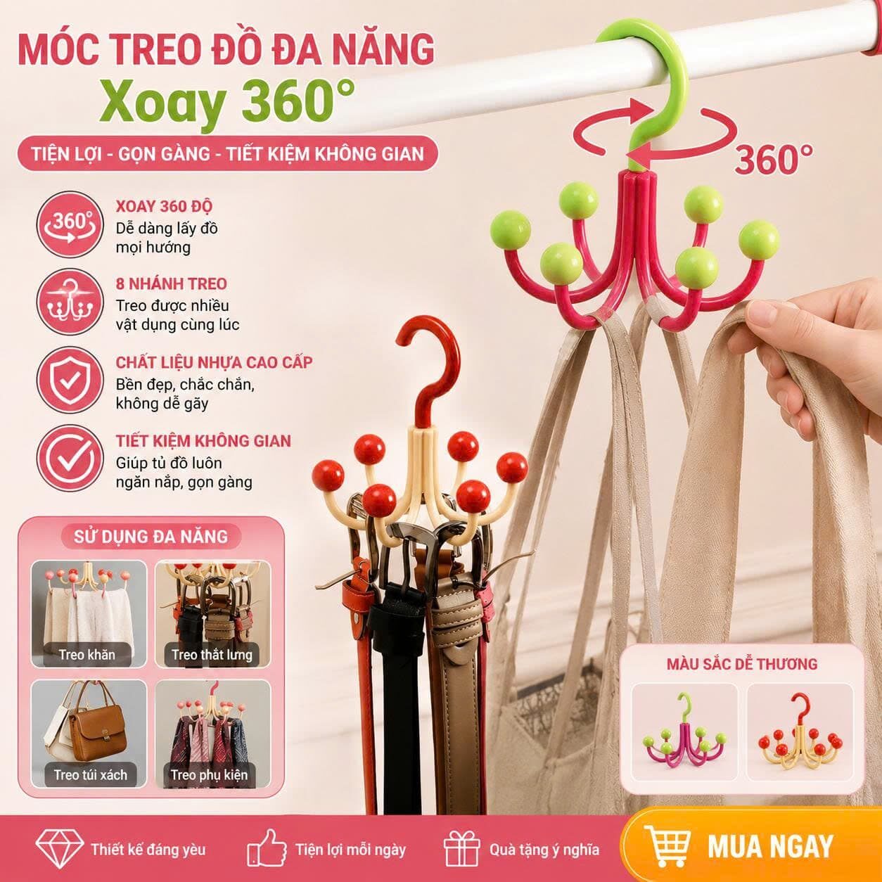 MÓC CHÙM TREO QUẦN ÁO 6 NHÁNH